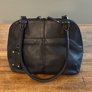 Tiganello Dark Navy Pebble Leather Shoulder Bag in Excellent Condition